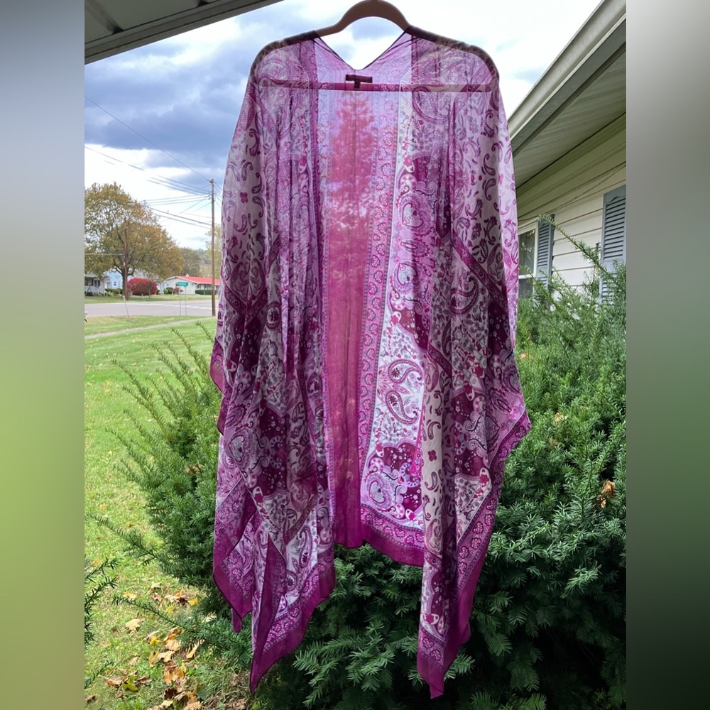 Purple Paisley Kimono Cover-up Cardigan - Picture 5 of 6